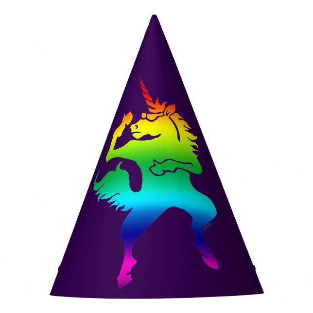 Cool dancing unicorn party hat (Front)