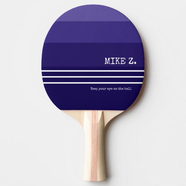 Cool Dark Blue Striped Ping Pong Paddle (Front)