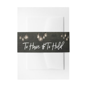 Cool Dark Bricks Edison Lights To Have & To Hold Invitation Belly Band