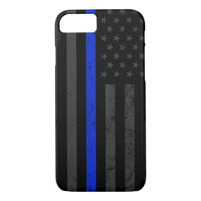 Cool Dark Distressed Police Style American Flag Case-Mate iPhone Case (Back)