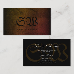 Cool Dark Gold Snake Pattern Black Colours Monogra Business Card