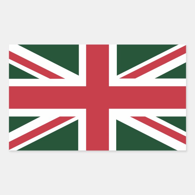 Cool Dark Green Red Union Jack British(UK) Flag Rectangular Sticker (Front)