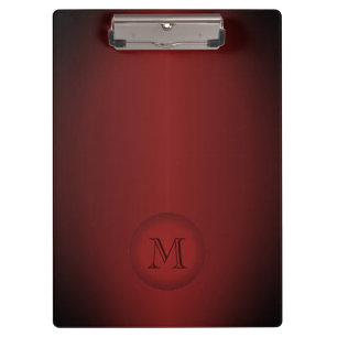 Cool Dark Red Gradient Monogram Minimal Clipboard