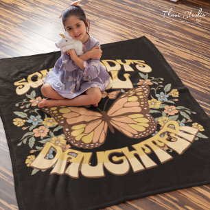 Cool Daughter Butterfly Wild Flower Vintage Retro Fleece Blanket