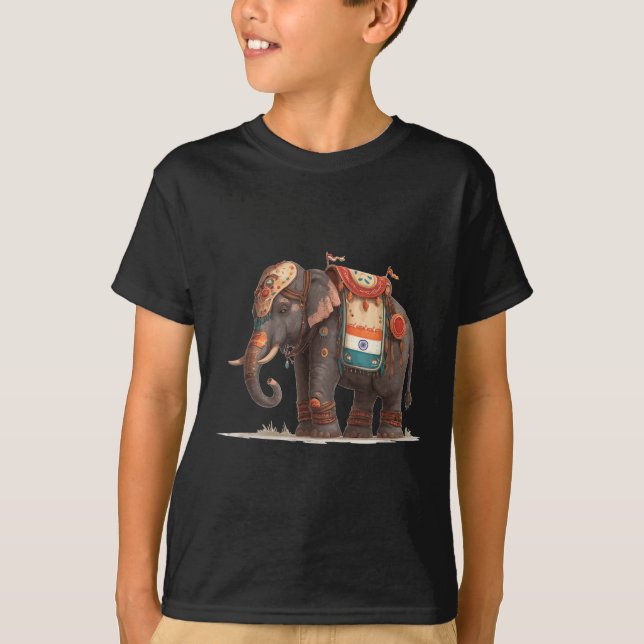 Cool Decorated Elephant Graphic Costume  T-Shirt (Front)
