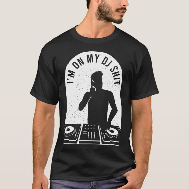 Cool Deejay Image Disc Jockey Meme Mixer Headset T-Shirt (Front)