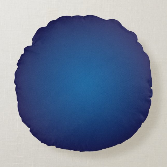 Cool Deep Blue Grainy Vignette Round Cushion (Front)