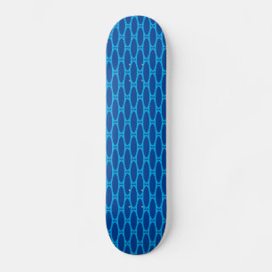 Cool Deep Ocean Blue Repeating Ovals Tiled Pattern Skateboard