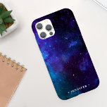 Cool Deep Space Galaxy w/ Name iPhone XR Case<br><div class="desc">This cool phone case features a watercolor space background with classic customisable text. The colours are dark blue and purple. You can personalise it with your own name or monogram.  This device case makes a wonderful birthday gift for anyone or even a stocking stuffer for the holidays.</div>