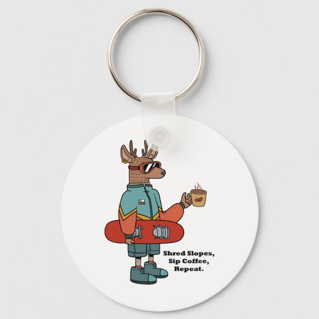 Cool Deer With A Snowboard  Key Ring (Front)