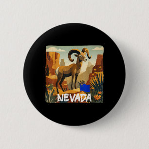 Cool Desert Nevada Costume with Bighorn Sheep 6 Cm Round Badge