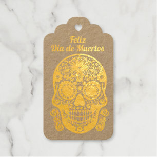 Cool Dia de Muertos doodle style Calavera skull Gift Tags