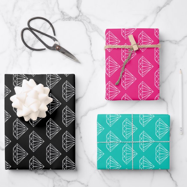 Cool diamond pattern custom colour luxury Christma Wrapping Paper Sheet (Front)