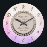 Cool Diamonds Metallic  25th Wedding Anniversary Large Clock<br><div class="desc">Elegant gold diamonds wedding anniversary clock.</div>