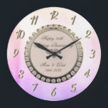 Cool Diamonds Metallic  25th Wedding Anniversary Large Clock<br><div class="desc">Elegant gold diamonds wedding anniversary clock.</div>