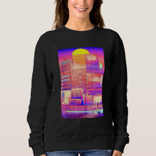 Cool Digital Cityscape Skyline Sweatshirt