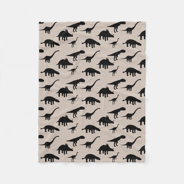 Cool Dino Dinosaurs Silhouettes Fleece Blanket (Front)