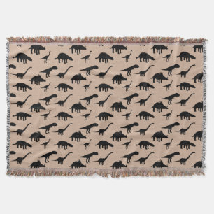 Cool Dino Dinosaurs Silhouettes Throw Blanket