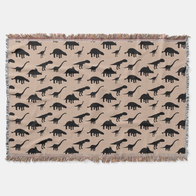 Cool Dino Dinosaurs Silhouettes Throw Blanket (Front)