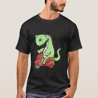 Cool Dino Riding a Scooter Fun Cartoon Design for  T-Shirt