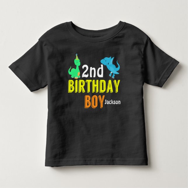 Cool Dinosaur Birthday Boy Party Custom Toddler T-Shirt (Front)