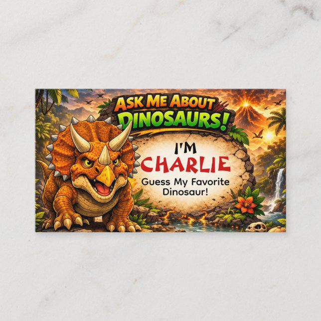 Cool Dinosaur Calling Card for Older Kids (Front)