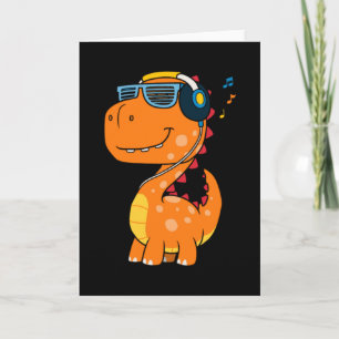 Cool dinosaur listening music card
