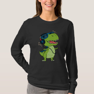 Cool dinosaur listening to music T-Shirt