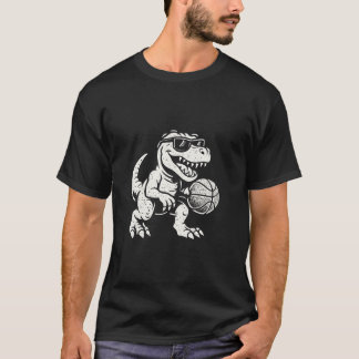 Cool Dinosaur Playing Basketball T-Shirt