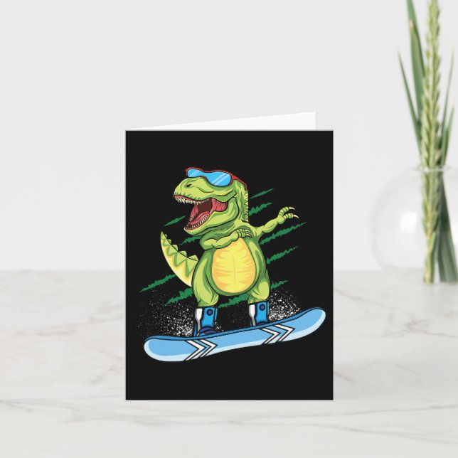 Cool Dinosaur Snowboarding Skiing Dabbing T Rex Sn Card (Front)