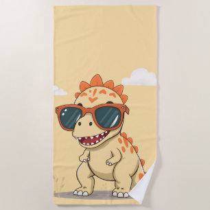 Cool Dinosaur with Sunglasses Funny Cute Kids' T-R Beach Towel