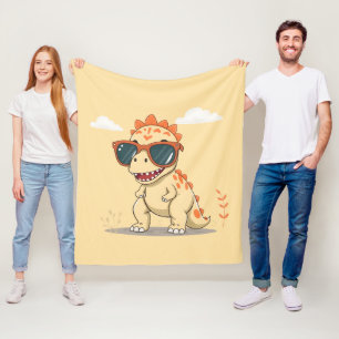 Cool Dinosaur with Sunglasses Funny Cute Kids' T-R Fleece Blanket