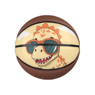 Cool Dinosaur with Sunglasses Funny Cute Kids' T-R Mini Basketball