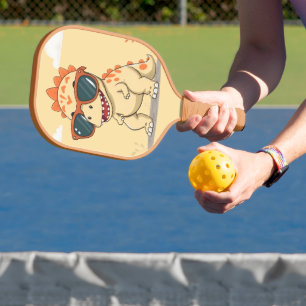 Cool Dinosaur with Sunglasses Funny Cute Kids' T-R Pickleball Paddle