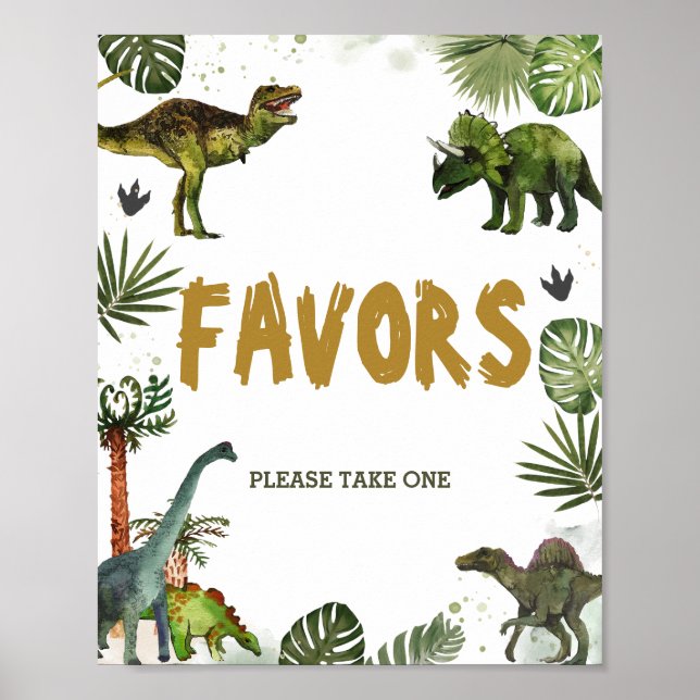 Cool Dinosaurs Jurassic Birthday Party Favours Sig Poster (Front)