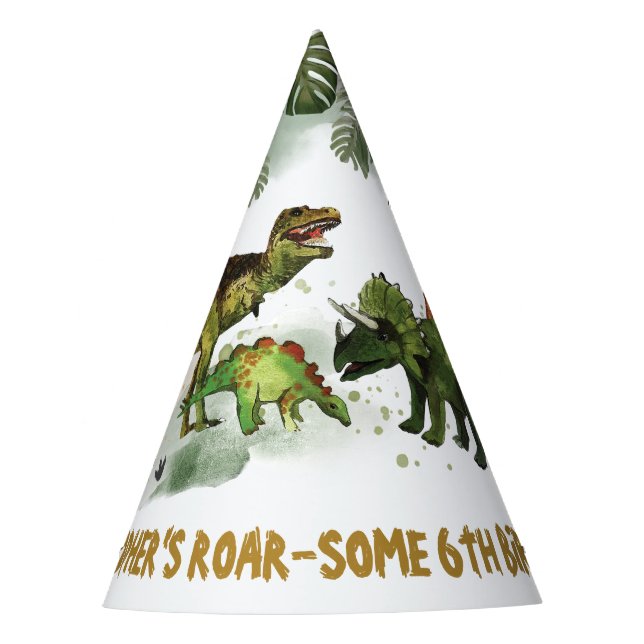 Cool Dinosaurs Jurassic Boy Birthday Cone Party Hat (Front)