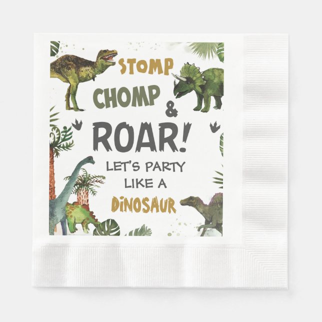Cool Dinosaurs Jurassic Boy Birthday Party  Napkin (Front)