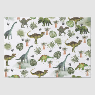 Cool Dinosaurs T-Rex Jurrasic Greenery Decoupage Tissue Paper