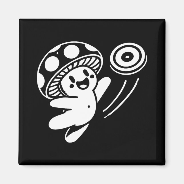 Cool Disc Golf Design, Cute Mushroom Funny Disc Go Magnet (Front)