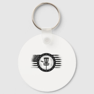Cool Disc Golf Sport Usa Grunge Flag - Disc Golf Key Ring