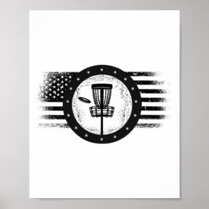 Cool Disc Golf Sport Usa Grunge Flag - Disc Golf Poster
