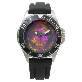Cool Disco Ball Rainbow Stained Glass Print Watch