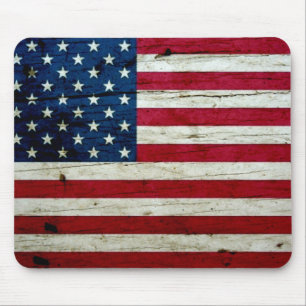 Cool Distressed American Flag Wood Rustic Mouse Pad