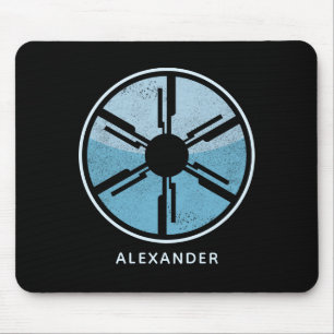 Cool Distressed Cosmic Space Blue Ombre SciFi Desk Mouse Pad