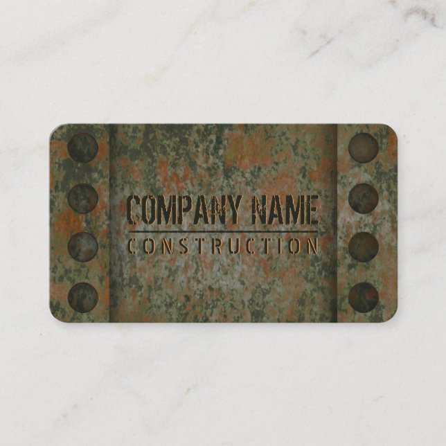 Cool Distressed Old Rusty Steel Metal Construction Business Card (Front)