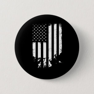 Cool Distressed Vintage Usa Flag Turkey Hunting  6 Cm Round Badge