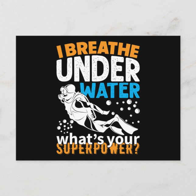 Cool Diving Design - I Breathe Under Water Postcard (Front)