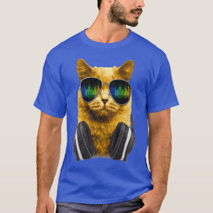 Cool DJ Cat Kitty with Sunglasses for Cat T-Shirt