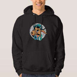 Cool Dj Goat With Headphones Punk Goat Love Music Hoodie