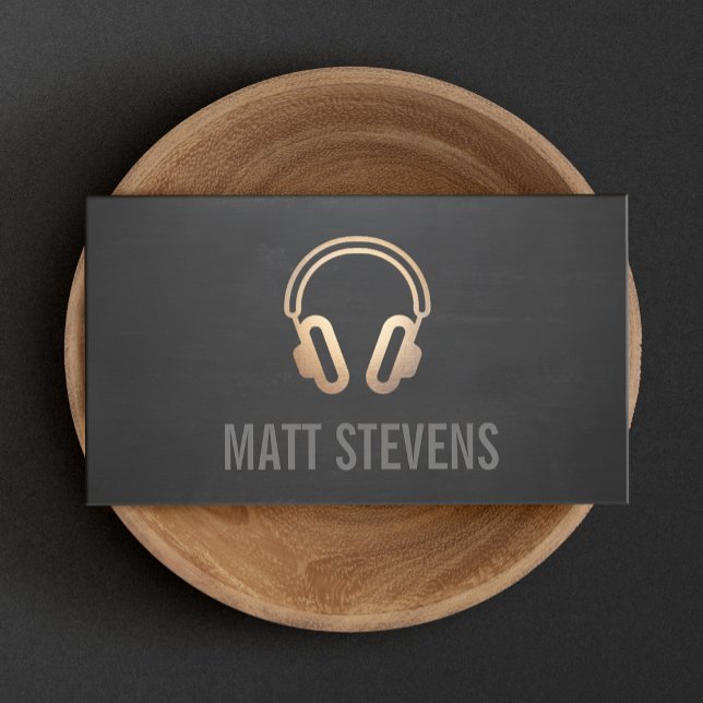 Cool DJ Gold Headphones Black Music Business Card (Creator Uploaded)